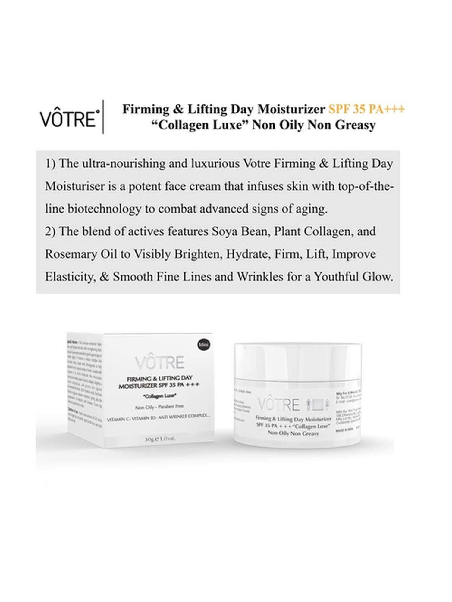 Votre Firming & Lifting Day Moisturiser SPF 35 PA+++ Collagen Luxe Mini - 30 gm