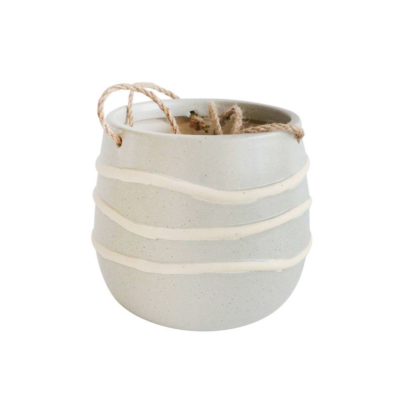 Sullivans Set of 2 Hanging Planters 26"H & 23"H Silver