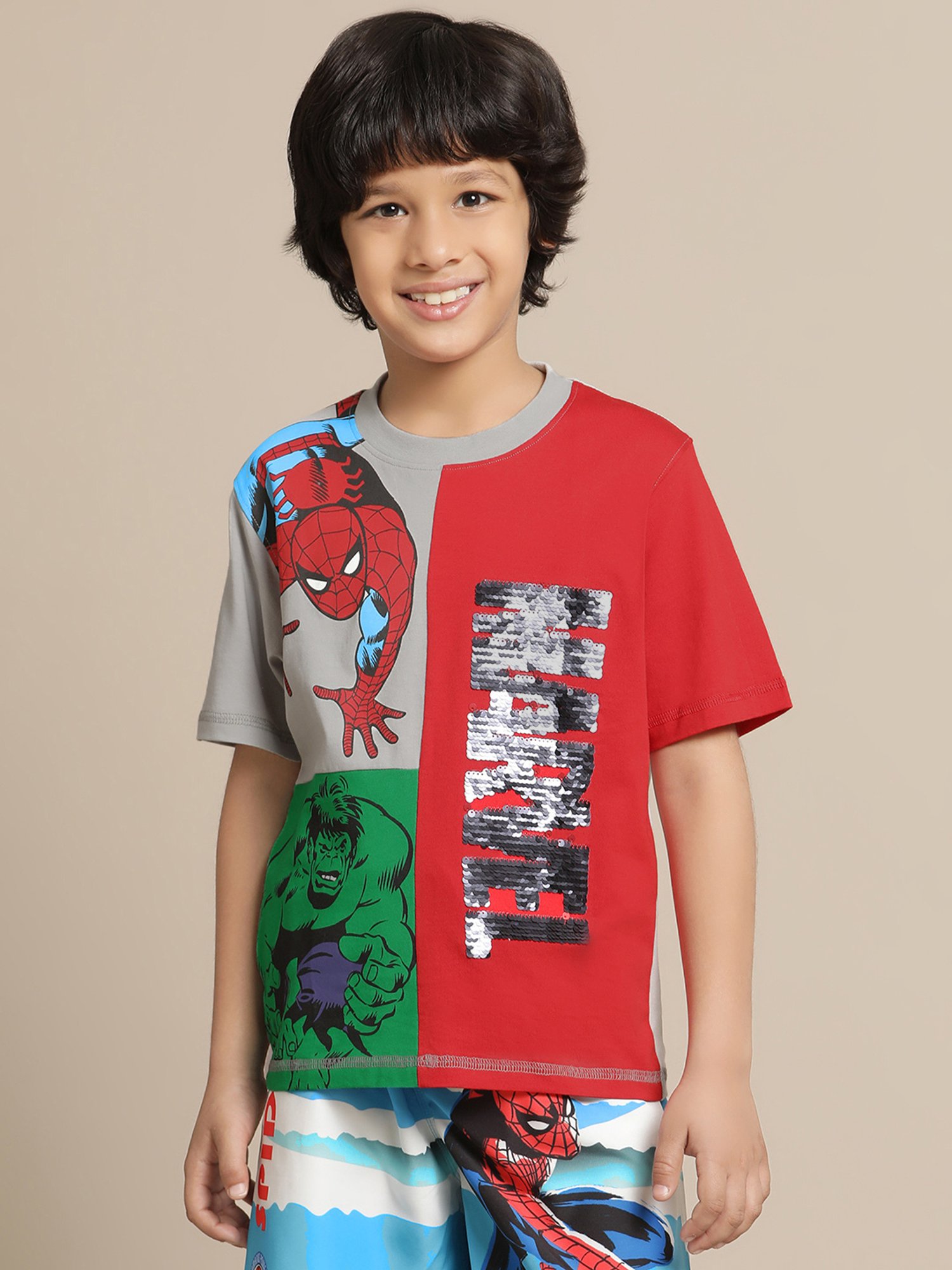 Kidsville Avengers Multicolor Embellished T-Shirt For Boys