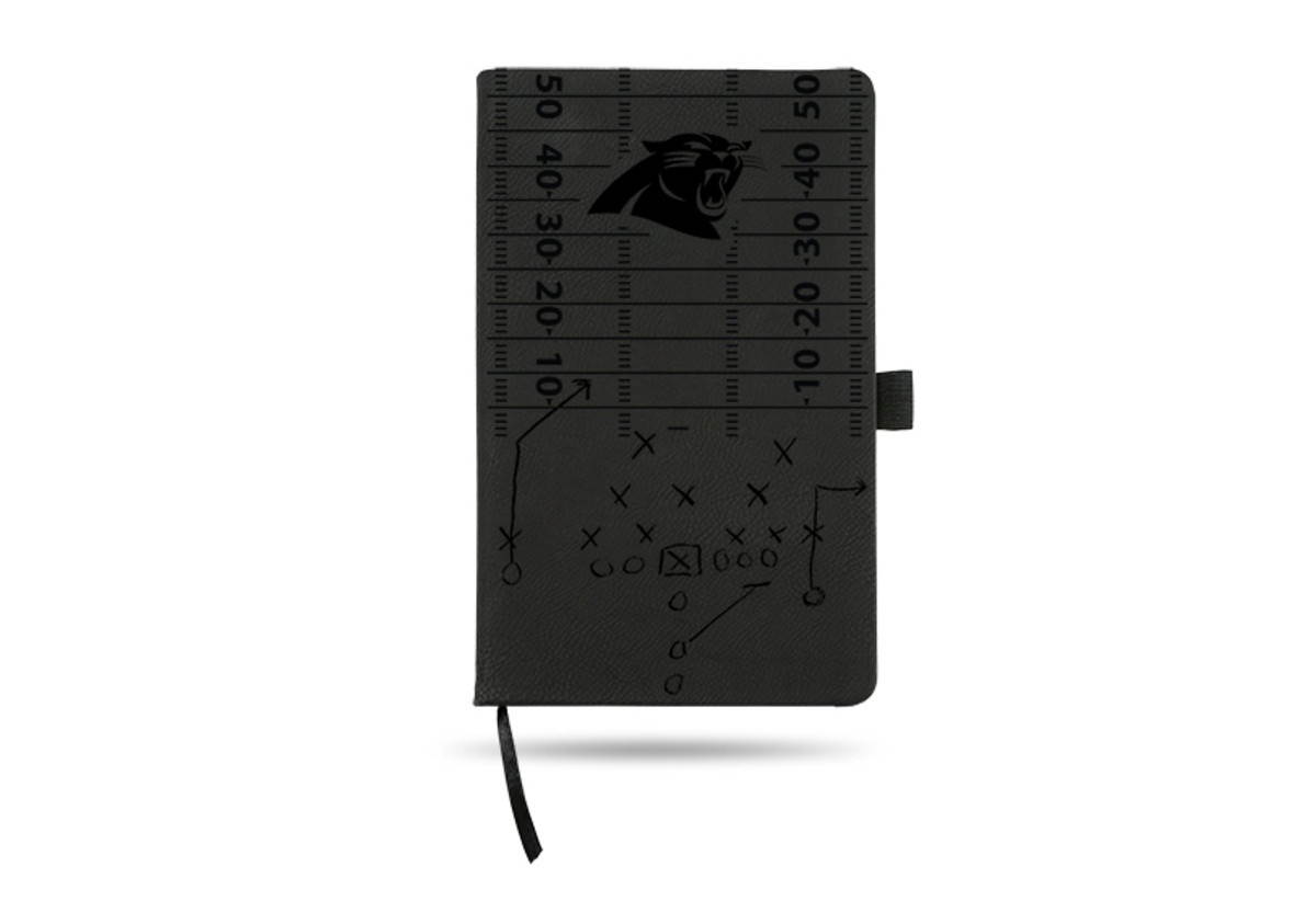 8.25" Black NFL Carolina Panthers Engraved Notepad with Elastic Band