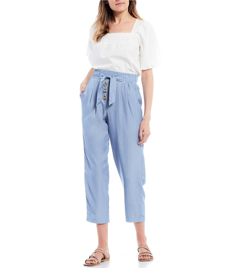 June & Hudson Woven Square Neck Top