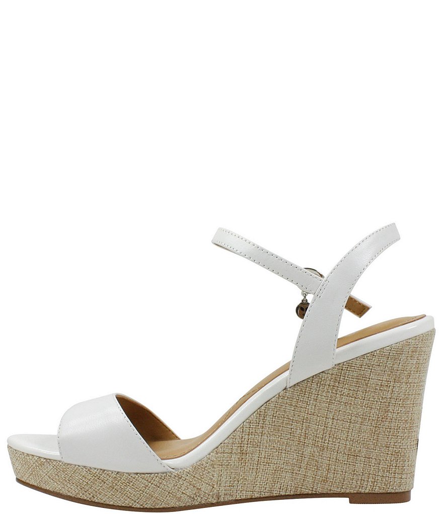 J. Renee Triella Leather Toucan Embroidered Platform Wedge Sandals