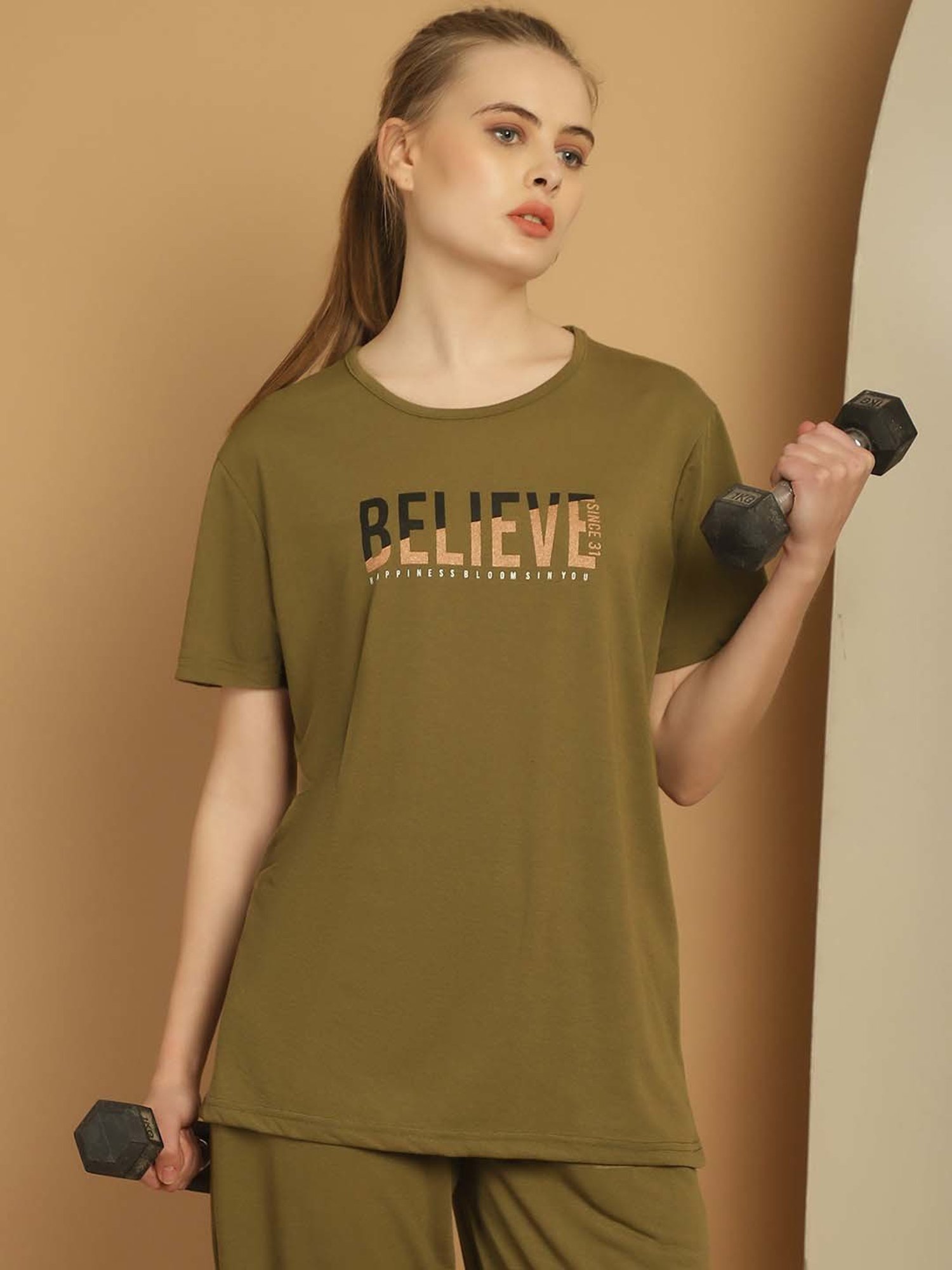 Vimal Jonney Olive Green Cotton Printed Sports T-Shirt Track Pant Set