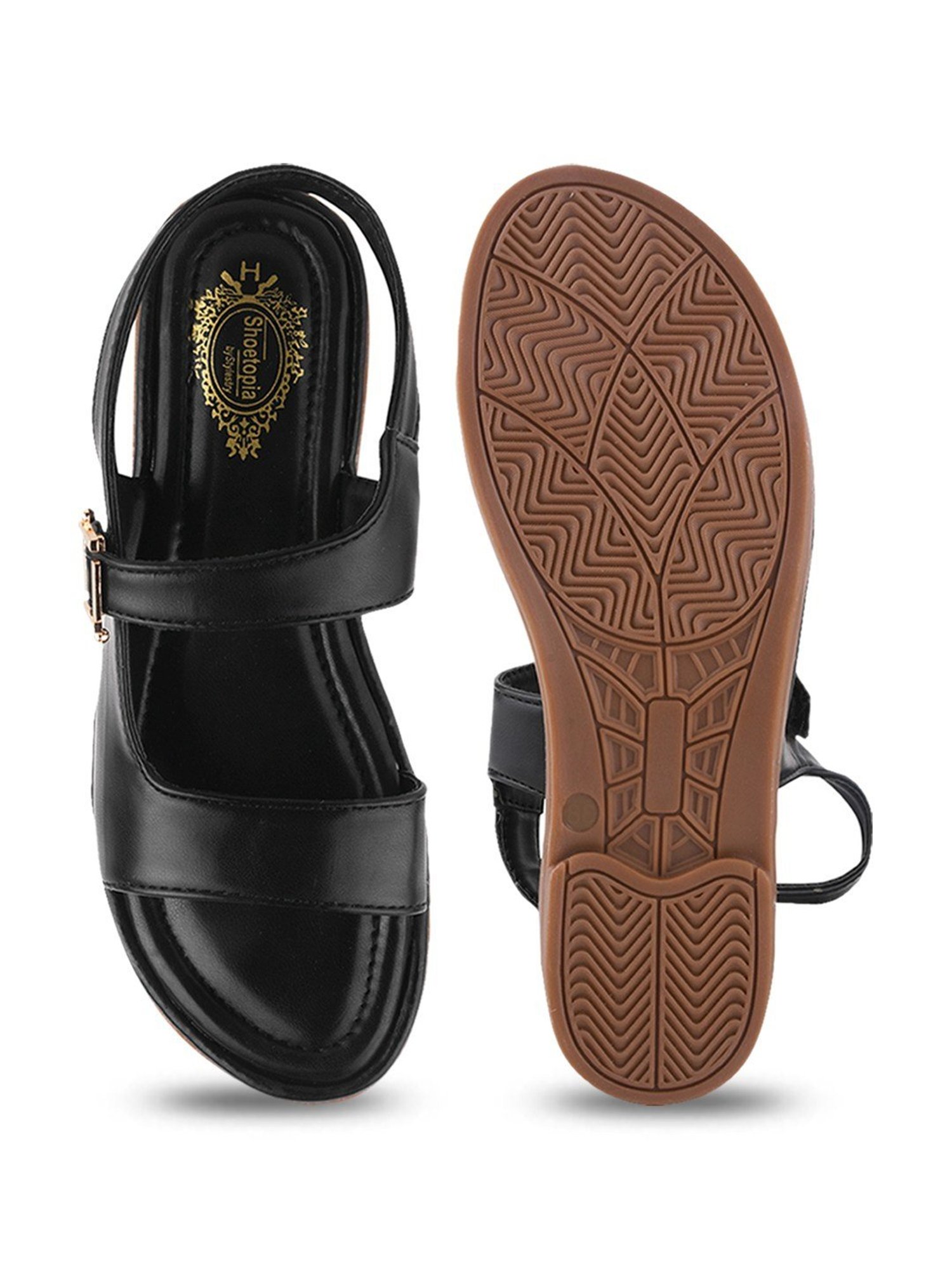 Shoetopia Women's Black Sling Back Sandals