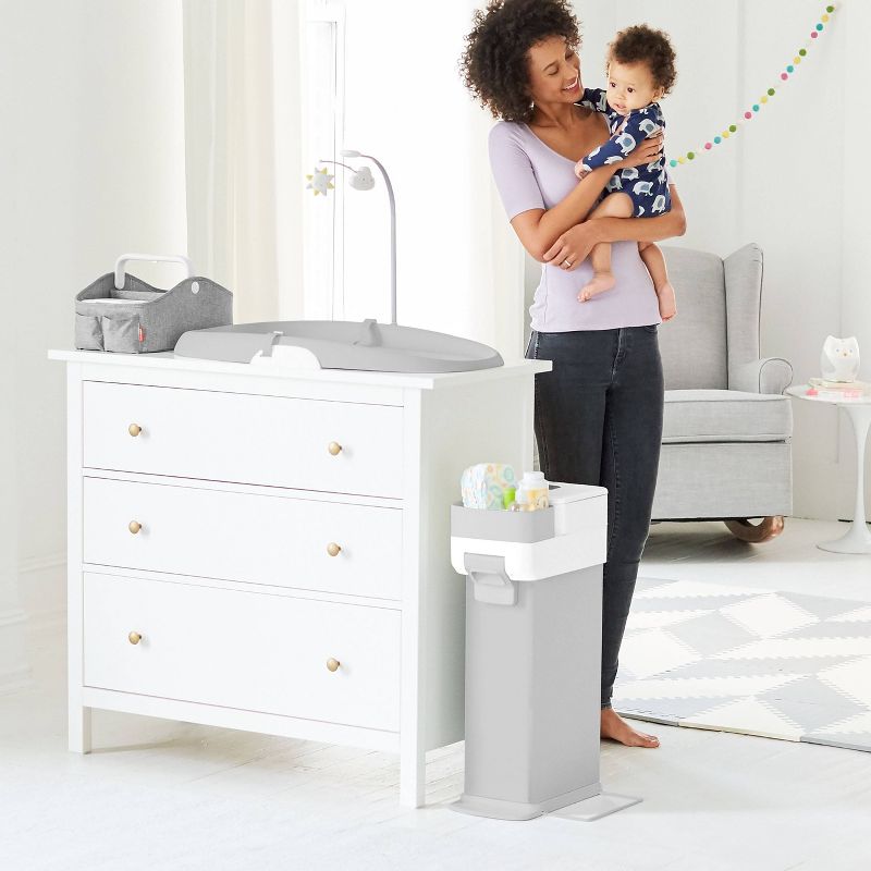 Skip Hop Nursery Style Steel Diaper Pail - Gray/White