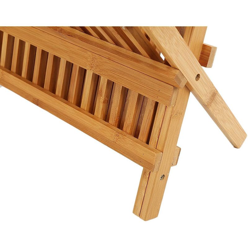 Juvale 2 Tier Bamboo Drying Dish Rack for Kitchen, Collapsible and Compact (13 x 18 x 9.8 in)