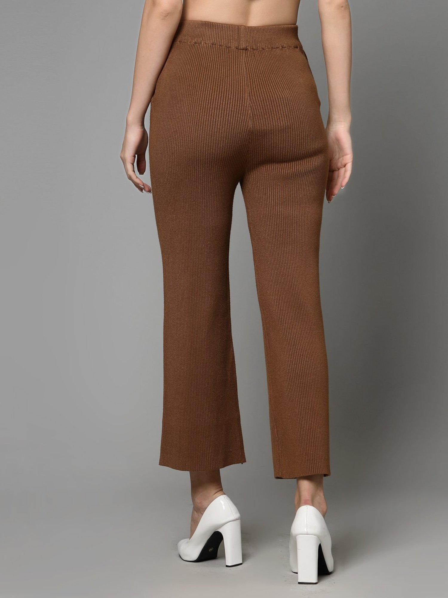 Mafadeny Brown Regular Fit Mid Rise Palazzos