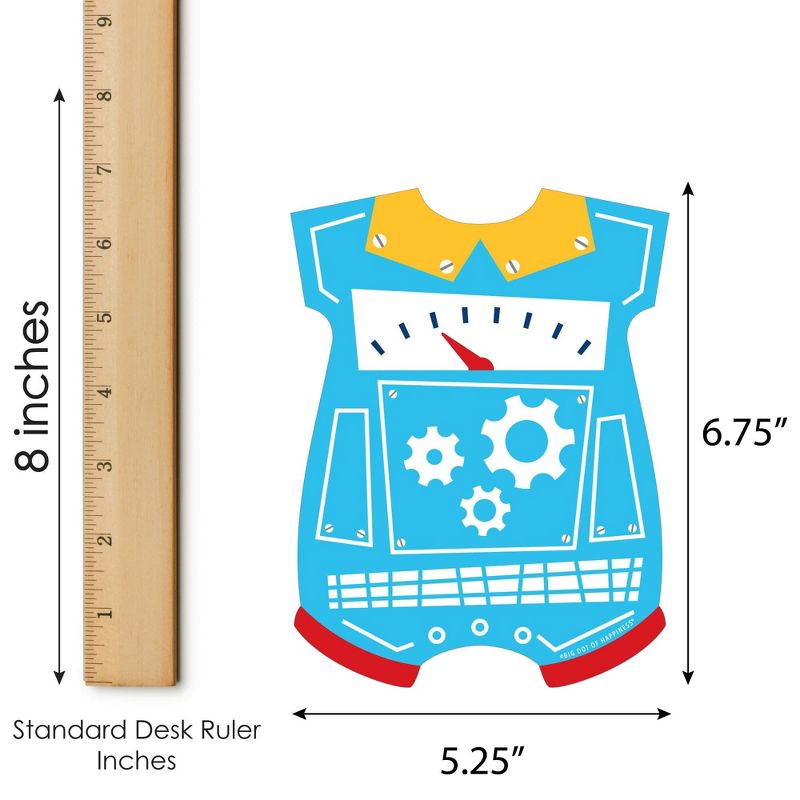 Big Dot of Happiness Gear Up Robots - Picture Bingo Cards and Markers - Baby Shower Shaped Bingo Game - Set of 18