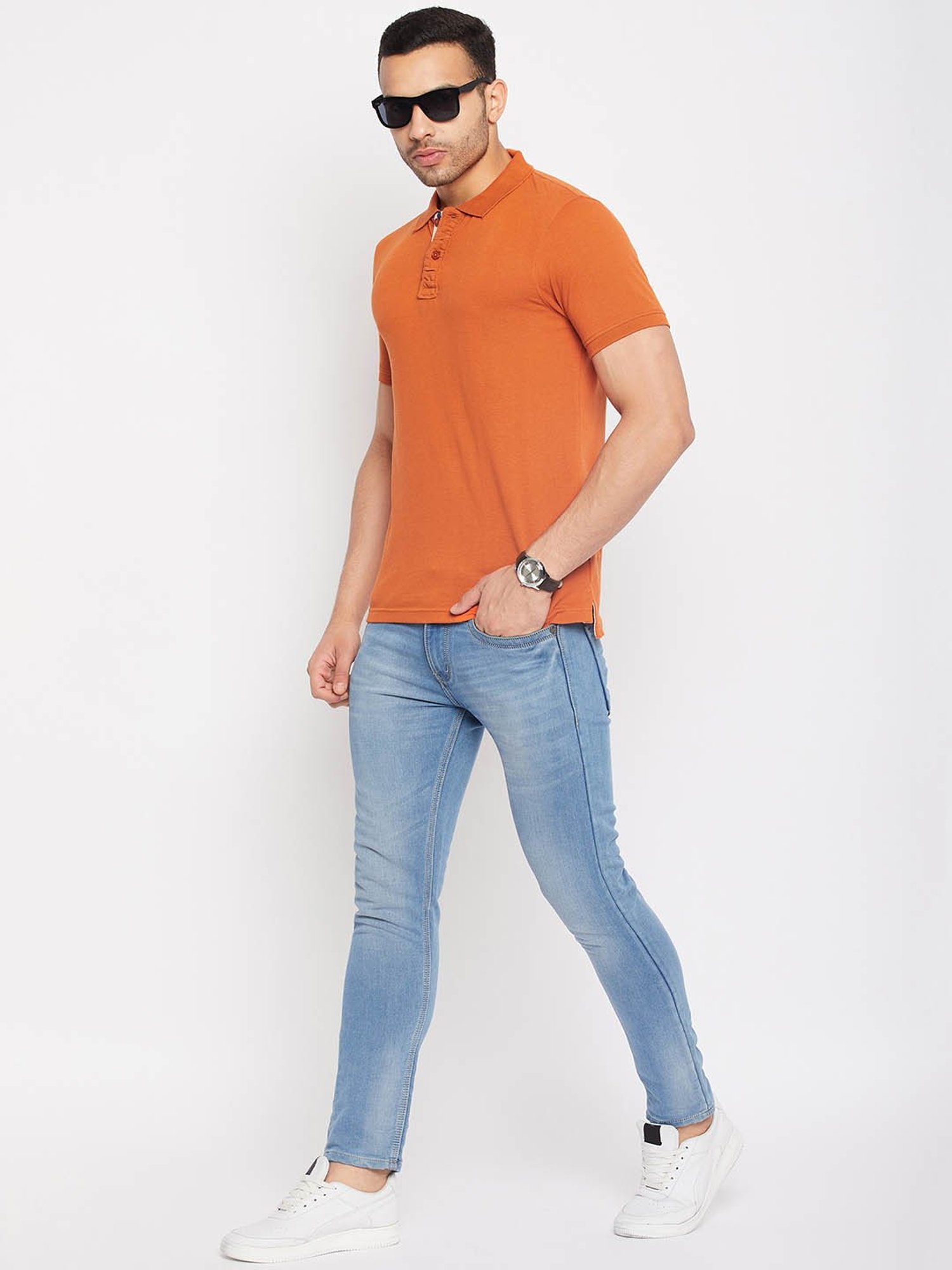 Club York Orange Regular fit Polo T-Shirt