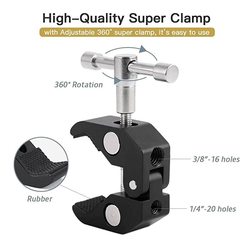 Camera Mount Clamp Stand with Double Ballhead and Crab Clamp, for LCD Filed Monitor, DJI Ronin M Ronin MX