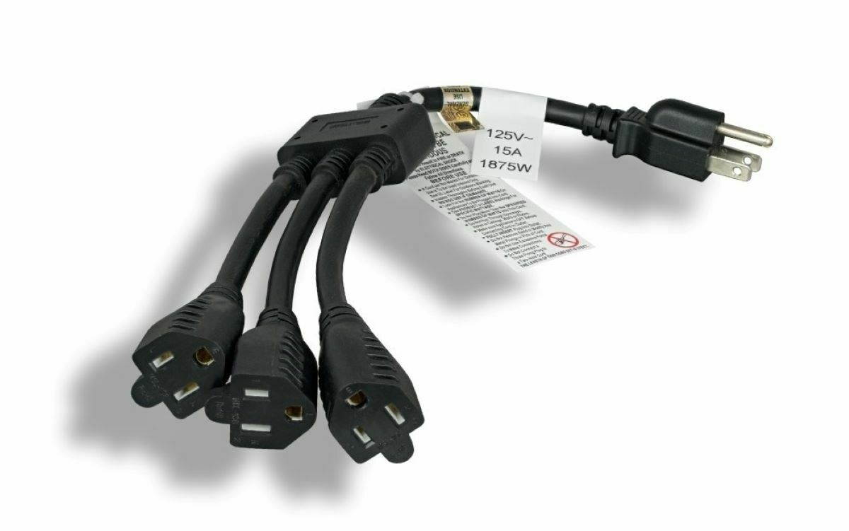 14 Inch Triple Power Cord Splitter 14 AWG