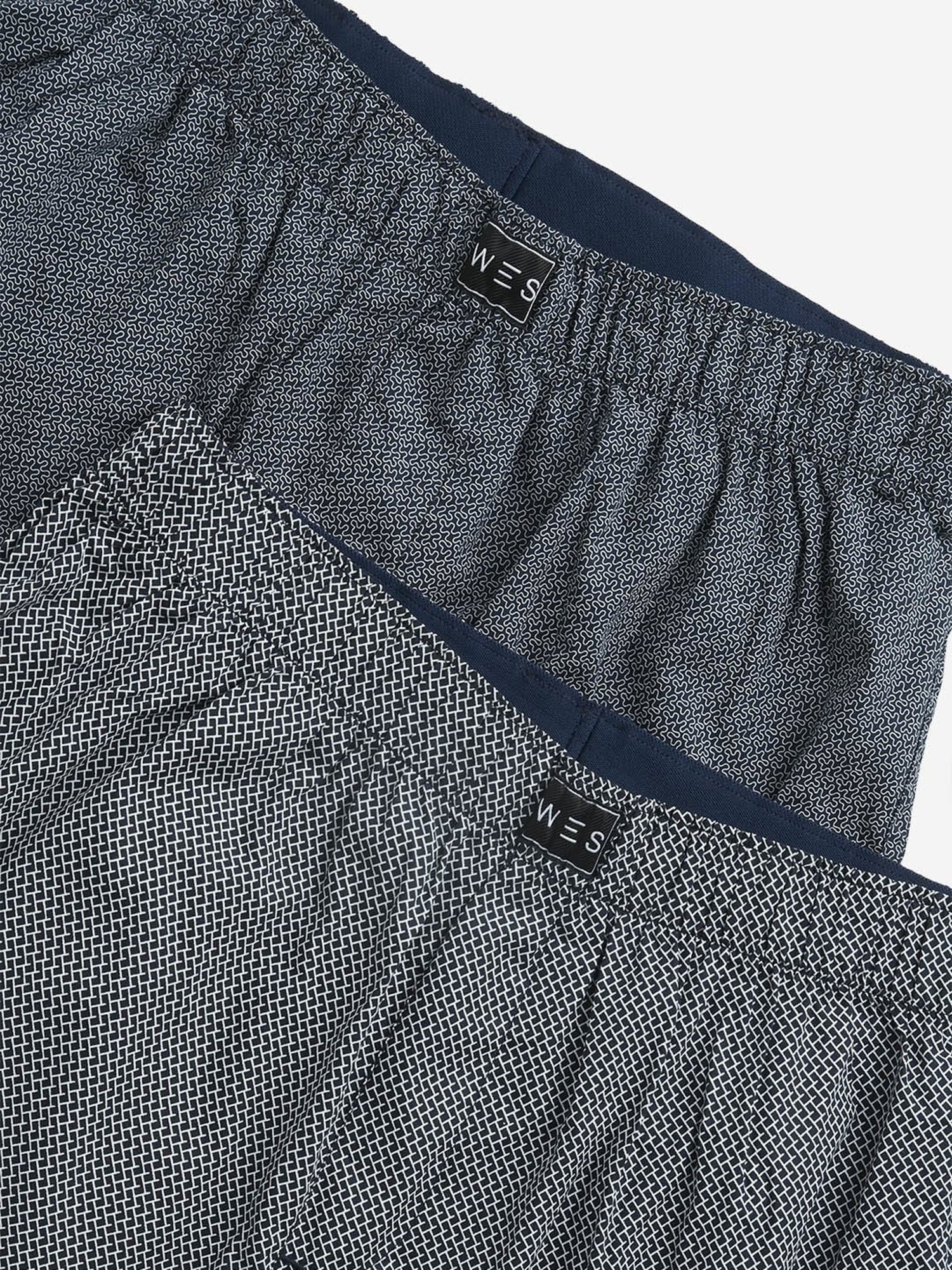 WES Lounge by Westside Navy Relaxed-Fit Cotton Boxers - Pack of 2