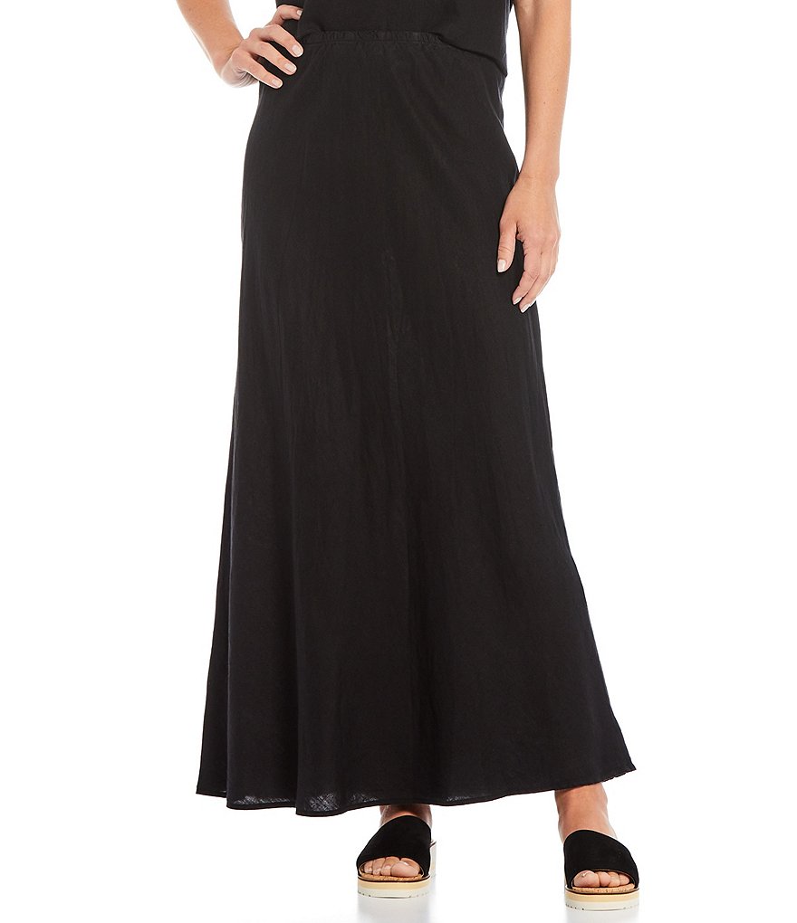 Bryn Walker Long Bias Light Linen Mid Rise Pull-On Skirt