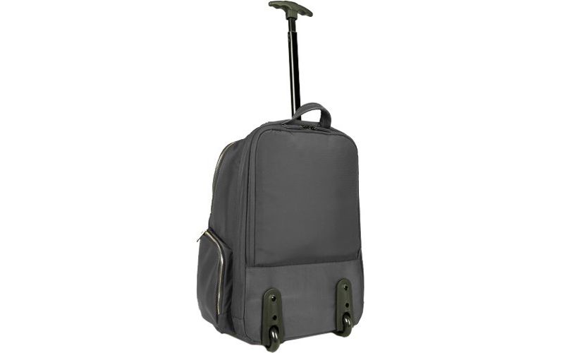 WIB Portofino Carrying Case (Rolling Backpack) for 17.3" Notebook - Black - Dirt Resistant - Vegan Leather - Shoulder Strap