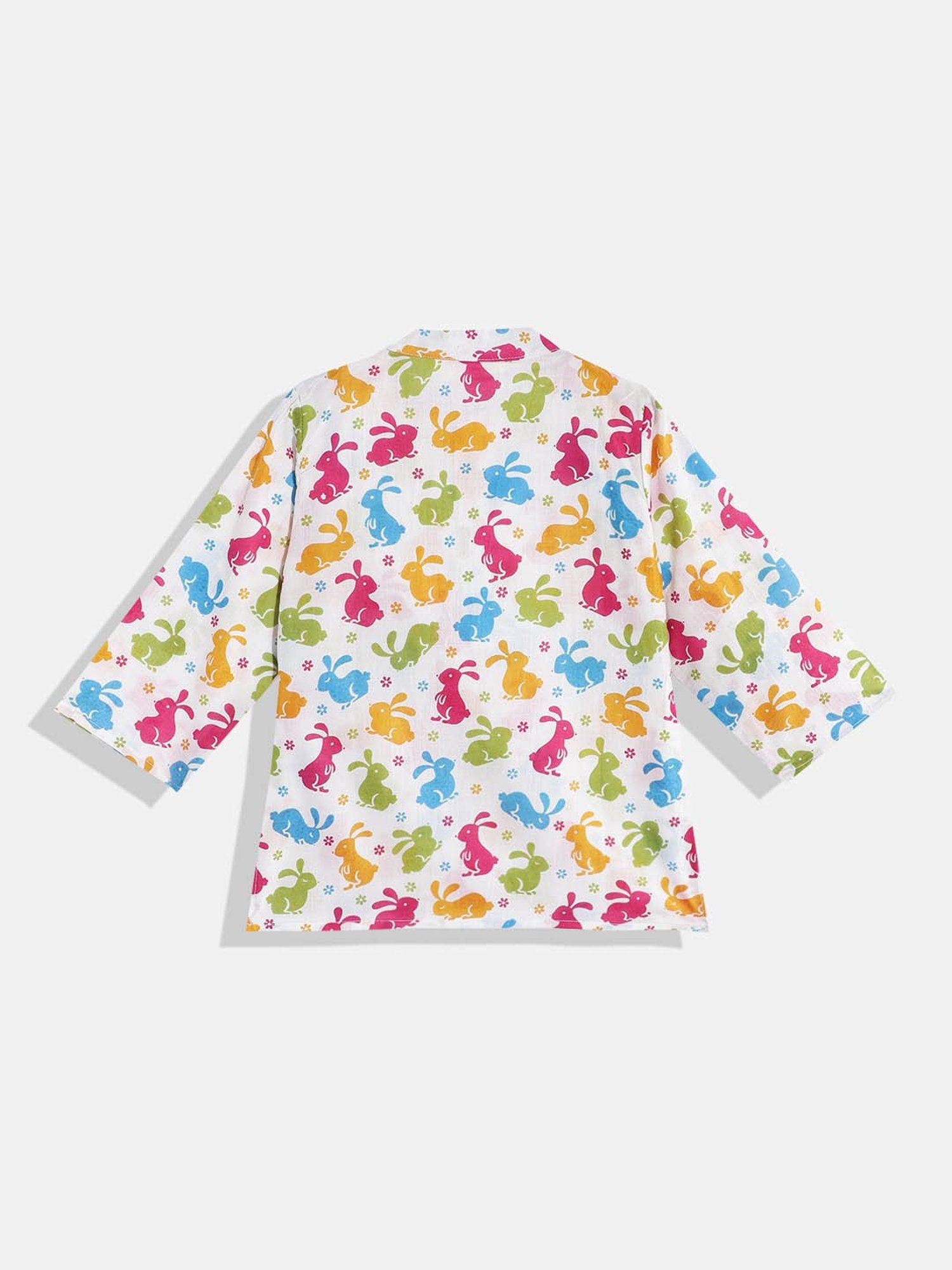 READIPRINT FASHIONS Kids White Printed Full Sleeves Kurta with Pyjamas