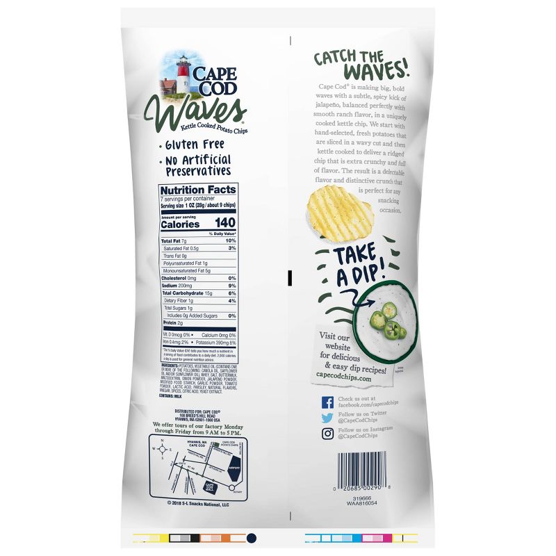 Cape Cod Jalapeno Ranch Waves Potato Chips - 7oz