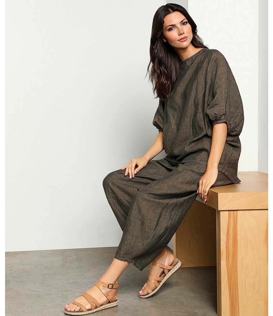 Bryn Walker Wilder Cross Dyed Linen Dolman Gathered Band Coordinating Tunic