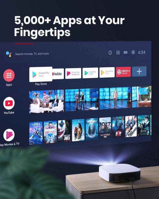 Anker Nebula Solar FHD 1080p Projector, Dolby Digital Plus, 2x3W Speaker, Android TV, Built-in Stand, Autofocus, Keystone Correction, Digital Zoom, Screen Mirroring for Phones