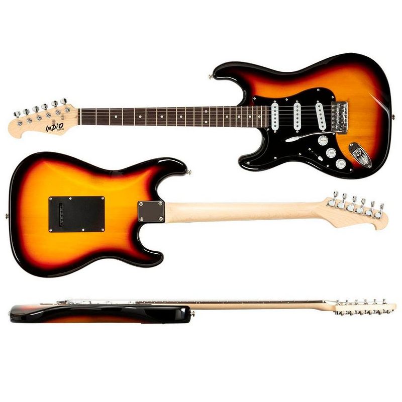 Monoprice Indio Cali Classic Lefty Electric Guitar - Sunburst, With Gig Bag