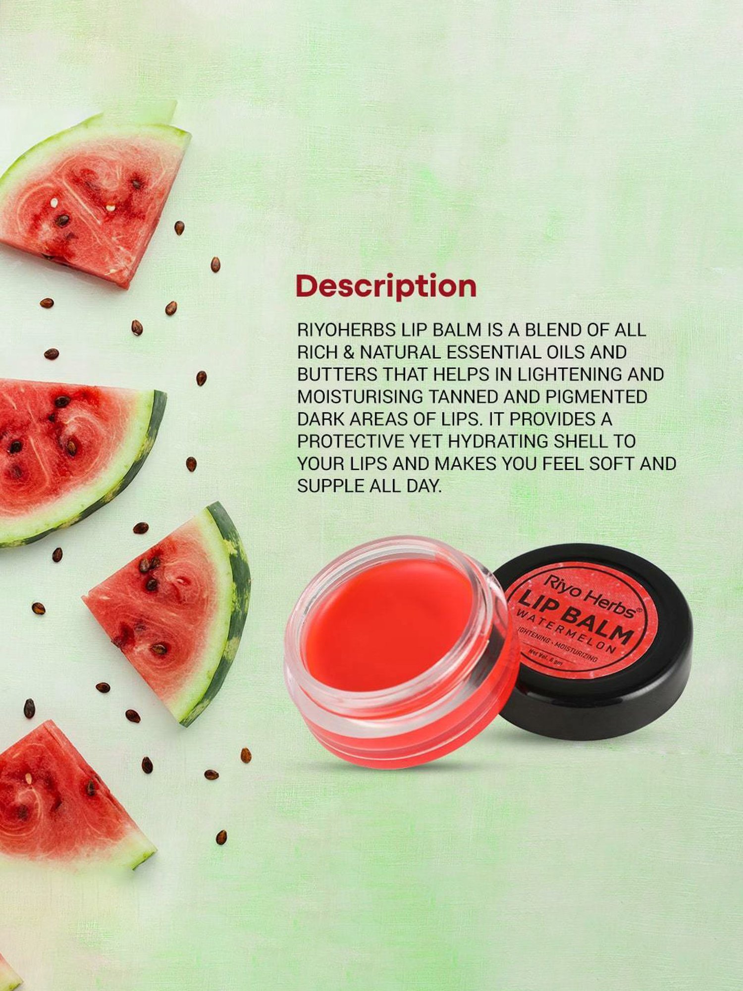 Riyo Herbs Watermelon Lip Balm - 6 gm