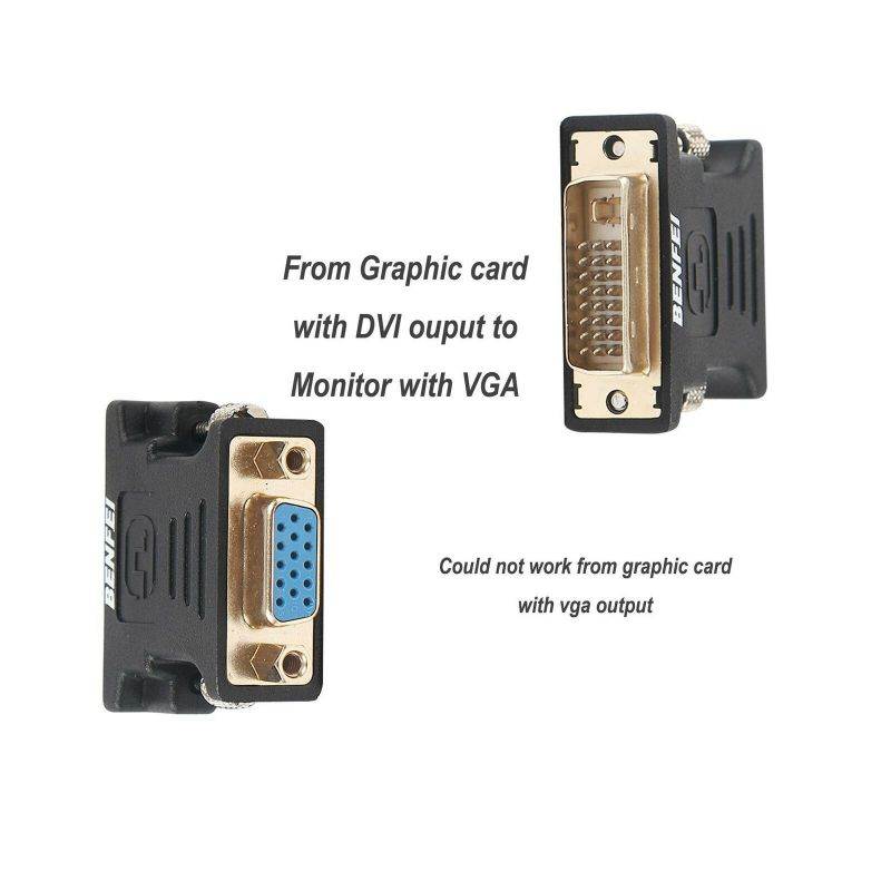 DVI-I to VGA Adapter, Benfei 2 Pack DVI 24+5 to VGA Male to Female Adapter wi...