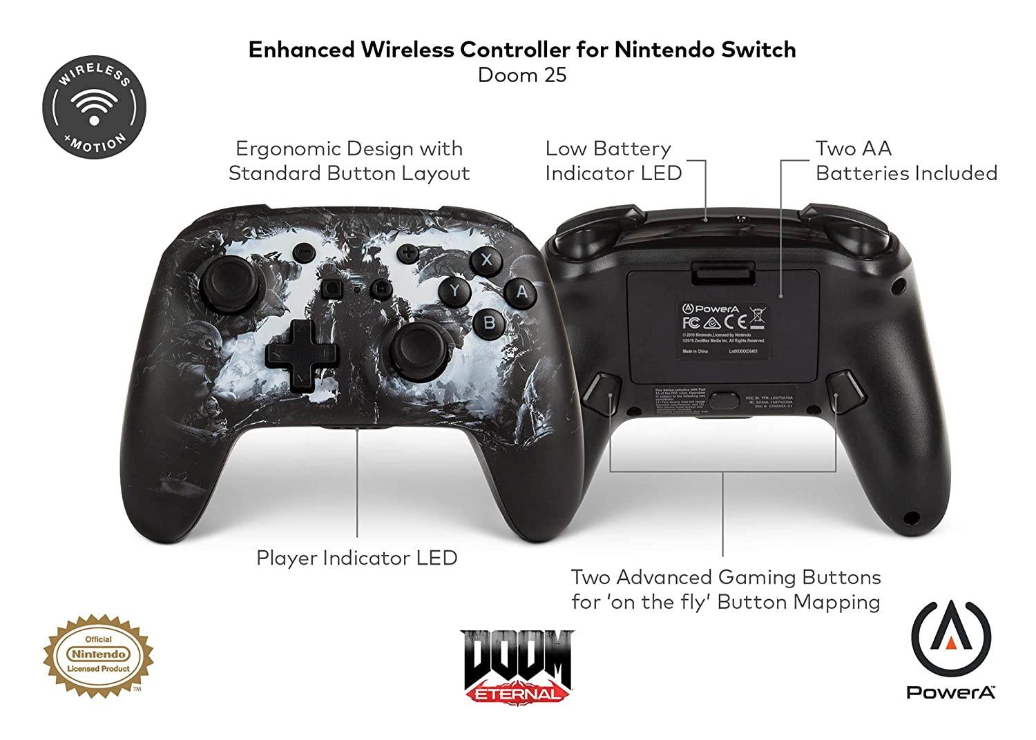 PowerA Enhanced Wireless Controller for Nintendo Switch - Doom 25