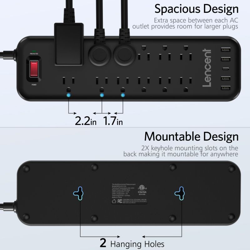 Poweradd Power Strip with USB C Power Delivery 18W, Travel Power Strip Mini with 3 Outlets, 18W USB C & QC 3.0 USB A Port, 5ft Cord, Flat Plug for Cruise Ship, Hotel, Dorm Room and Home,White