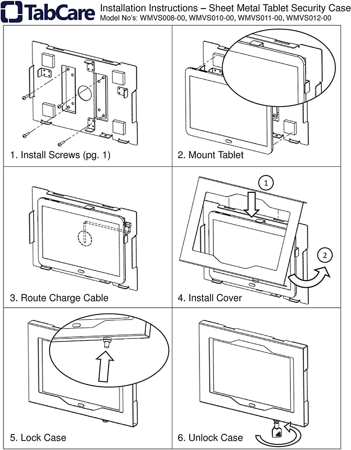 TABcare Locking Anti-Theft Metal Case for Acer TAB 10" Tablet Kiosk, POS, Store, Show Display, Time Clock (TAB 10 A3-A20, A3-A20FHD, White)