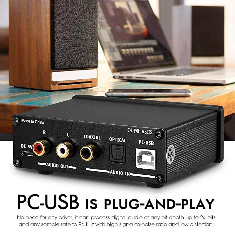 Q3 DAC Digital to Analog Converter Decoder USBCoaxOpt Headphone Amp