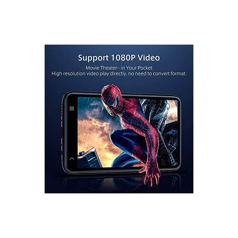 MP3 Player with Bluetooth, 4.0" Full TouchScreen Mp4 Mp3 Player with Speaker, 8GB Portable HiFi Sound Mp3 Music Player with FM Radio, Voice Recorder, E-book, Supports up to 128GB TF Card Black