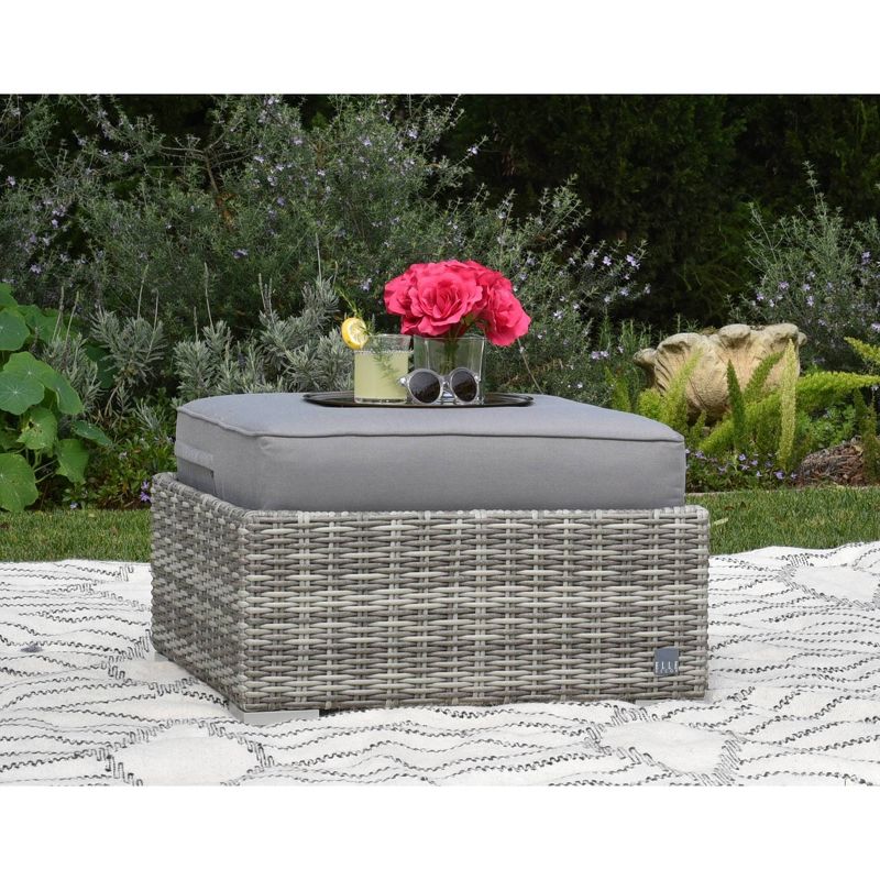 Newbury Premium Grade A Teak Wood Patio Ottoman White - Modway