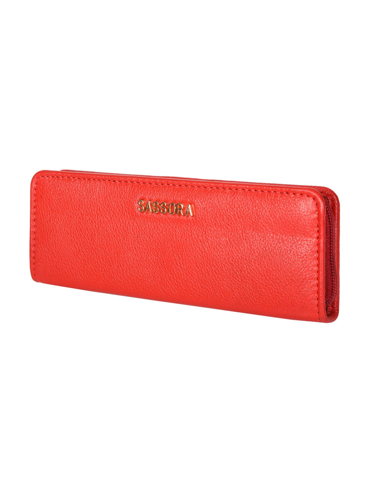 SASSORA Florid Red Leather Small Pen Case