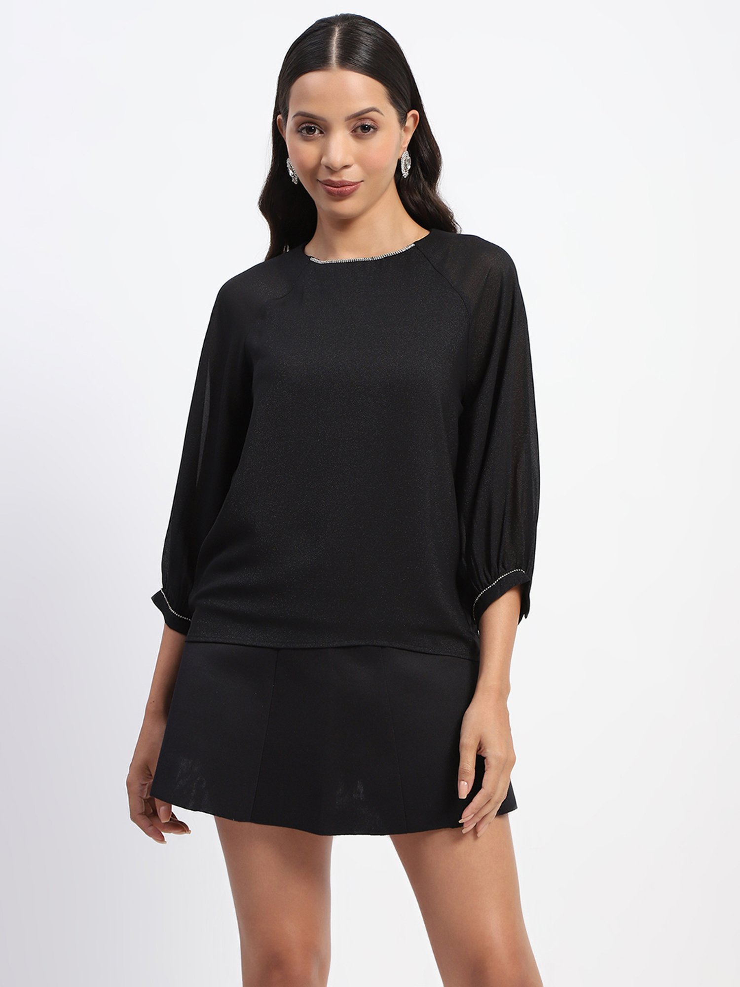 MADAME Black Embellished Top