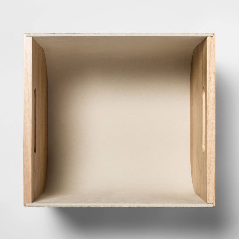 Small Paulownia Wood Bin with Fabric Sides Light Gray 8"x10" - Project 62™