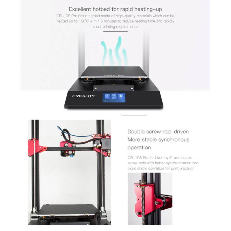 Creality CR-10S Pro 3D Printer Kit Auto Leveling LCD Touchscreen 300X300X400mm