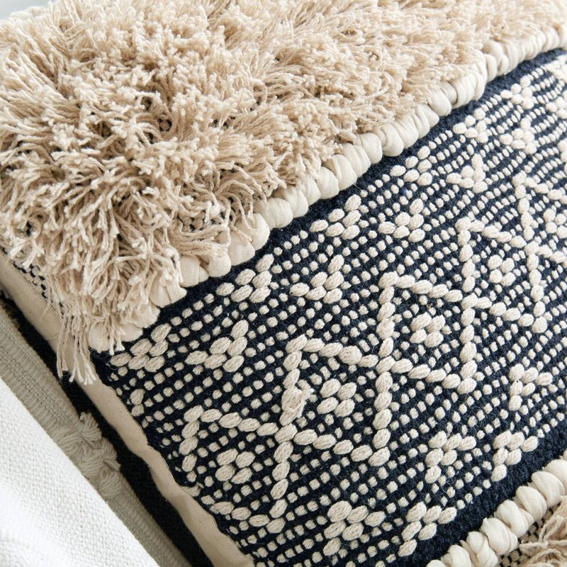 20"x20" Diamond Patterned Square Throw Pillow Black - Patina Vie