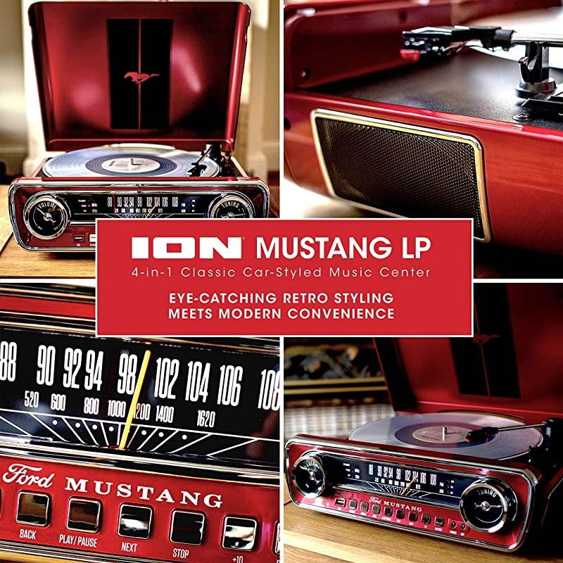 AudioFord LP4in1 Classic Car Styled Music Center Red Mustang LP