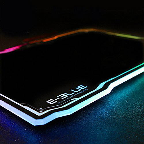 E-3LUE flashy LED Lighting Hard Gaming Mouse Pad mat,multi-colored Backlight effect with autonomous on/off,365 x 265 x 5 mm ( 14.4"x10.5"x0.2" )