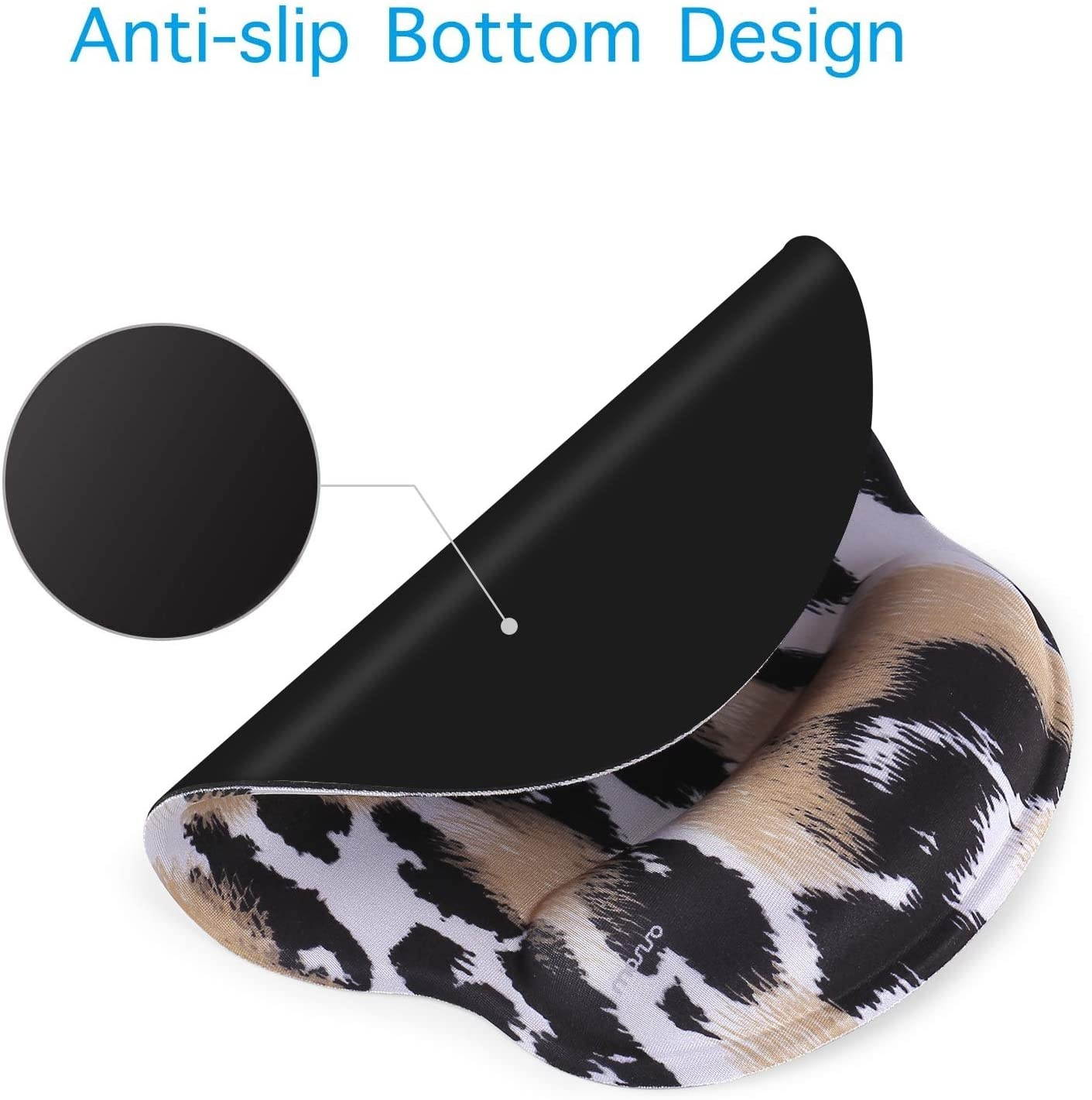 MOSISO Mouse Pad with Wrist Rest, Leopard Print Ergonomic Gaming Mousepad Gel Wrist Rest Support Home/Office/Working Easy Typing Cushion Non-Slip Rubber Base for Computer Laptop, Beige