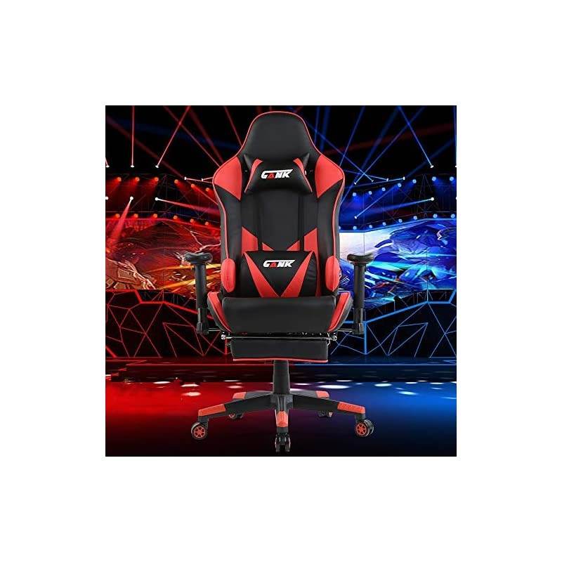 Gaming Chairs High Back Computer Chair of Professional Racing Style Comfortable Gamer Chair with Footrest and Massage Backrest and Lumbar Pillows (Red)