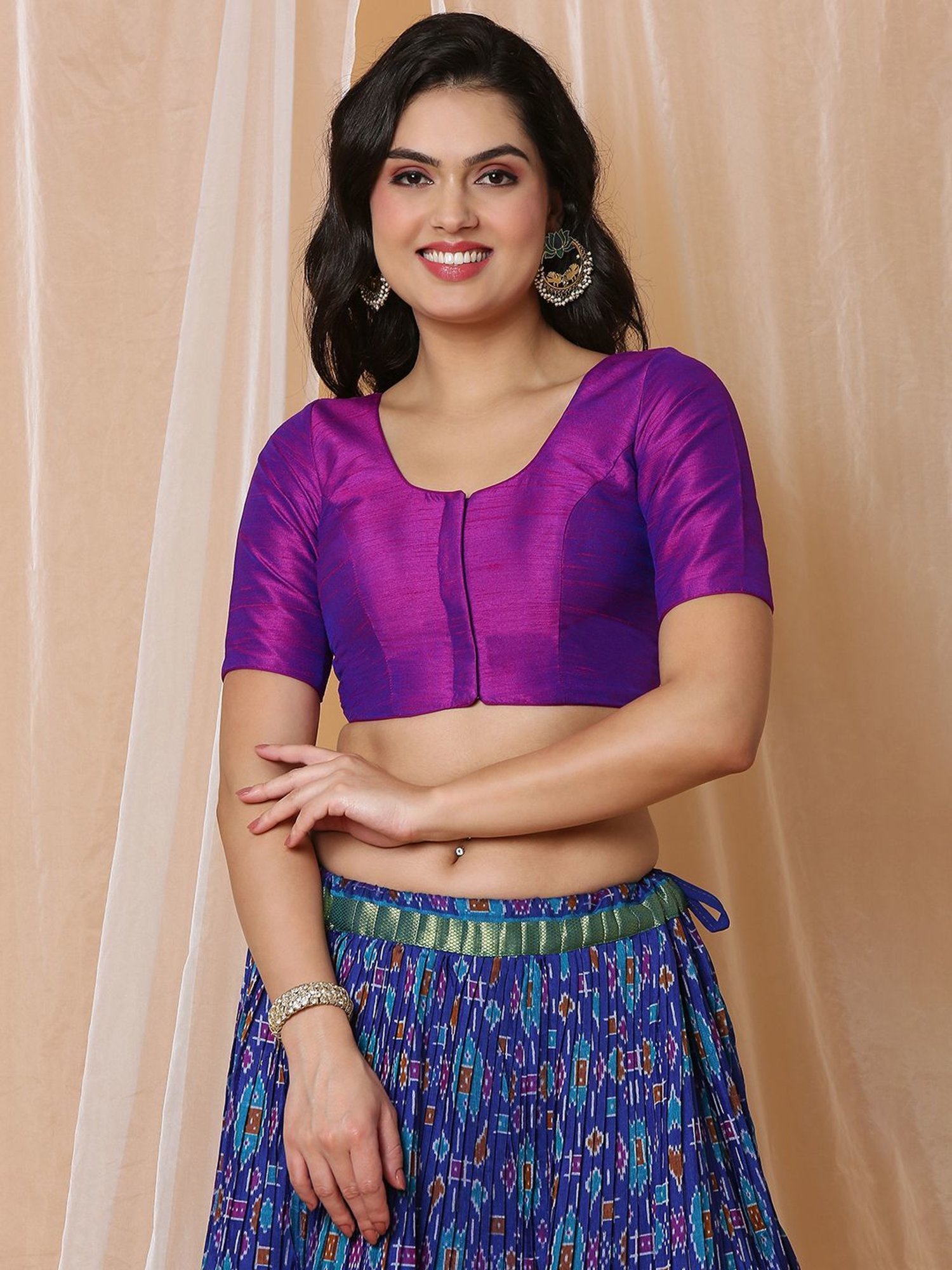 Salwar Studio Purple Plain Blouse