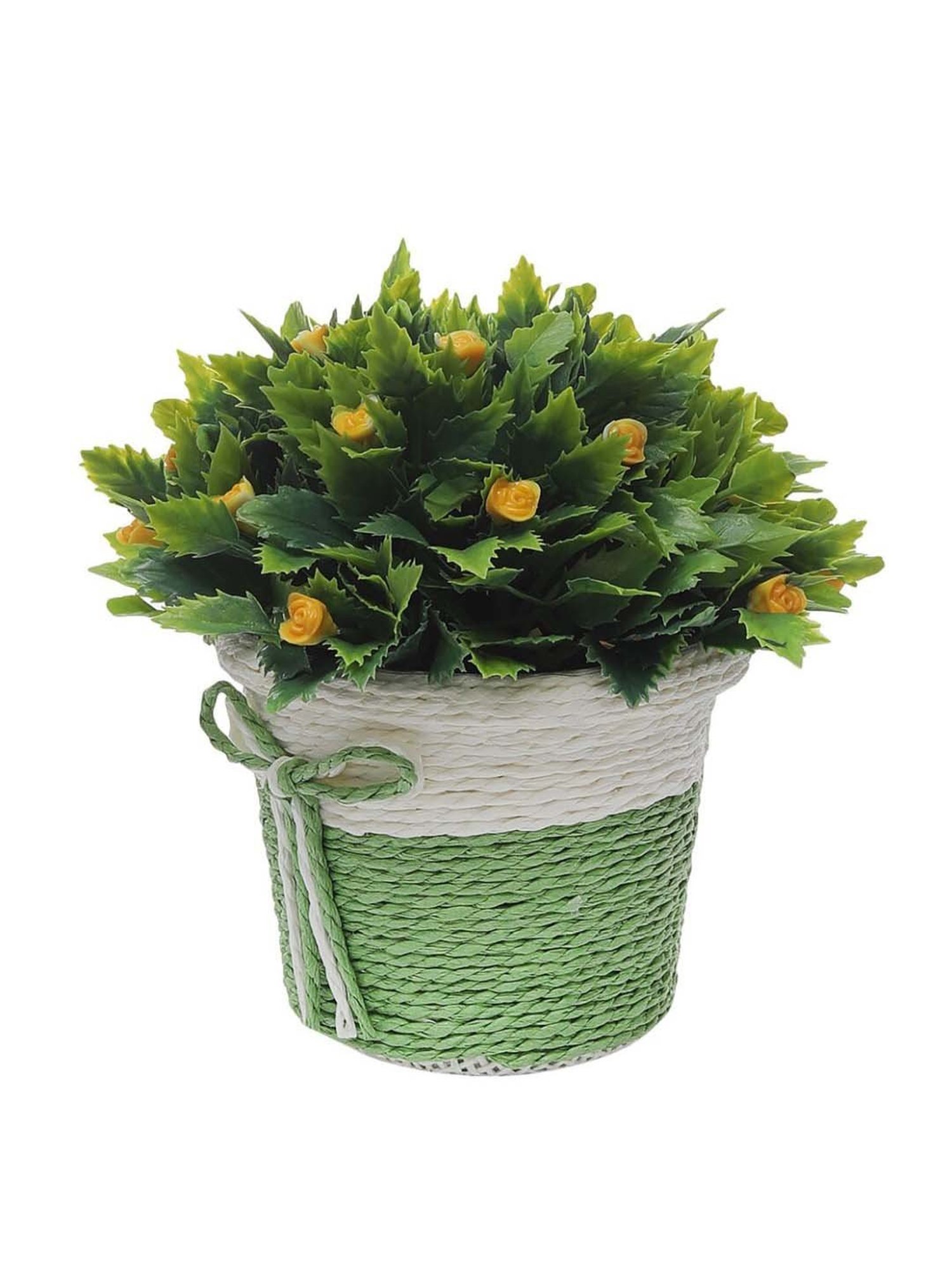 Foliyaj Multicolor Plastic Artificial Flower Plants With Pots - Set of 2