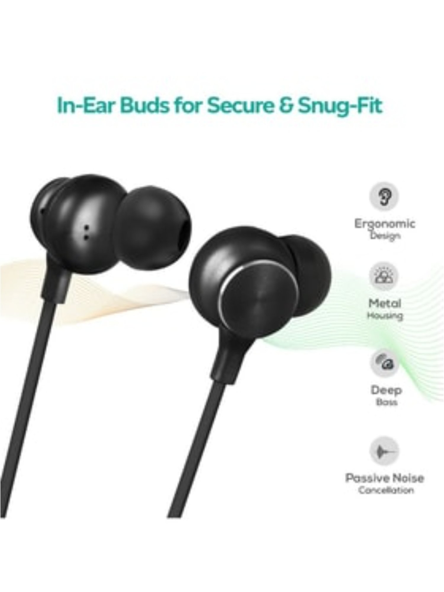 PTron Tangent Duo Bluetooth 5.2 Wireless in-Ear Earbuds with Mic, 24 Hours Playback (Black & Green)