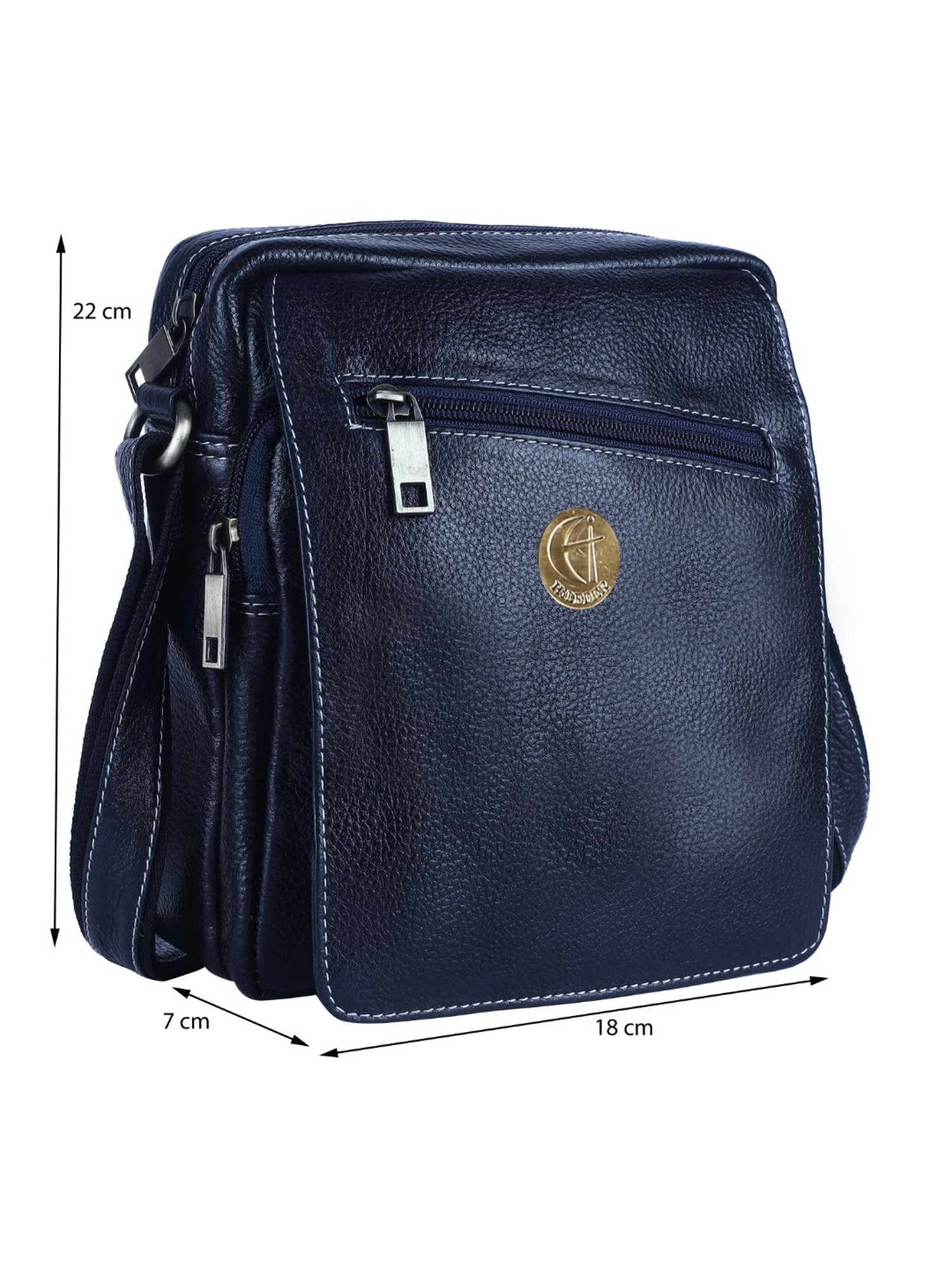 HiLEDER Pure Genuine Leather Messenger Shoulder Sling Cross Body Office Bag for Men and Women, Blue
