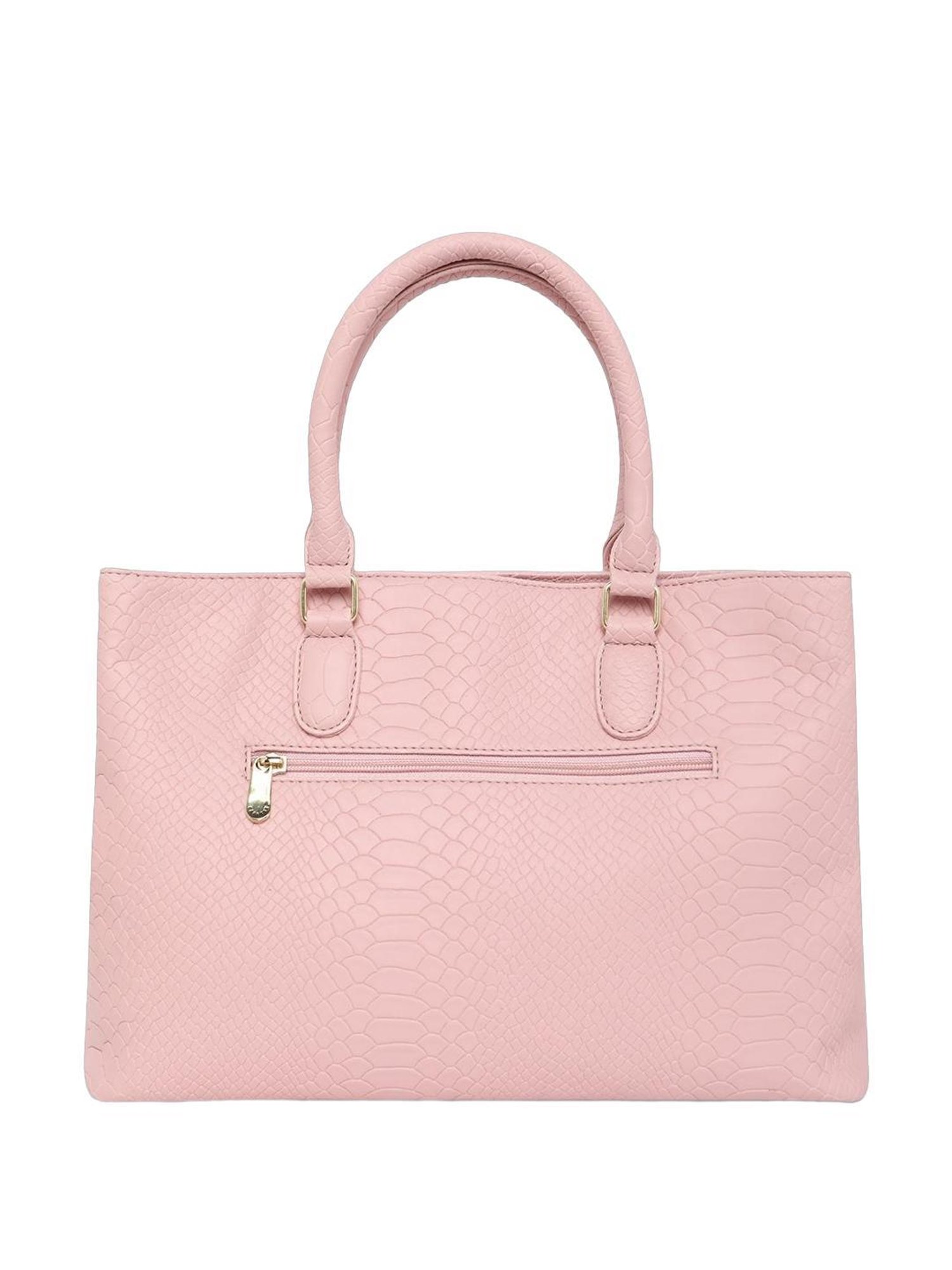 Caprese Vilano Light Pink Faux Leather Textured Handbag