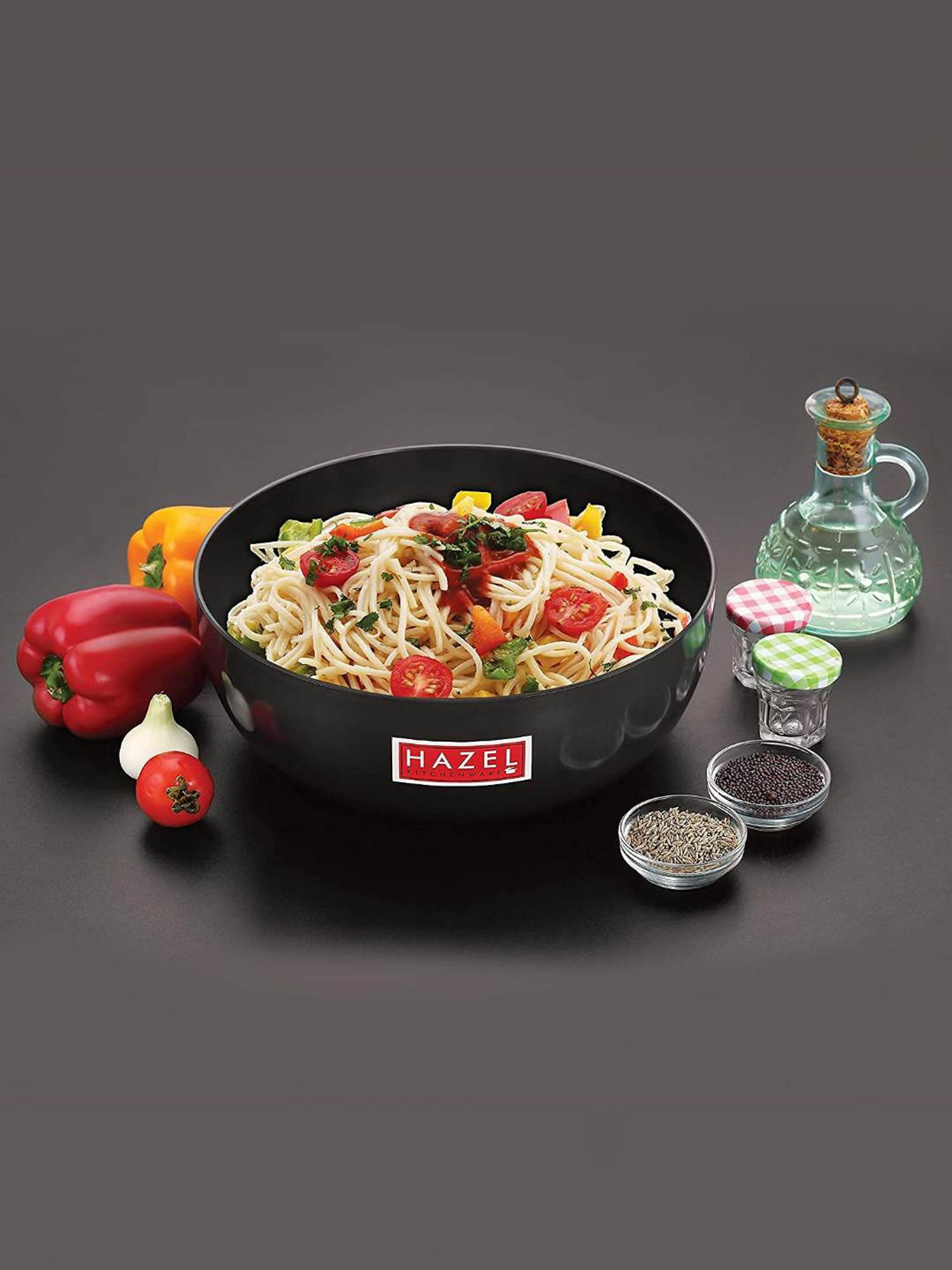 HAZEL Black Hard Anodized Frying Tasla Kadhai - 14 Litre
