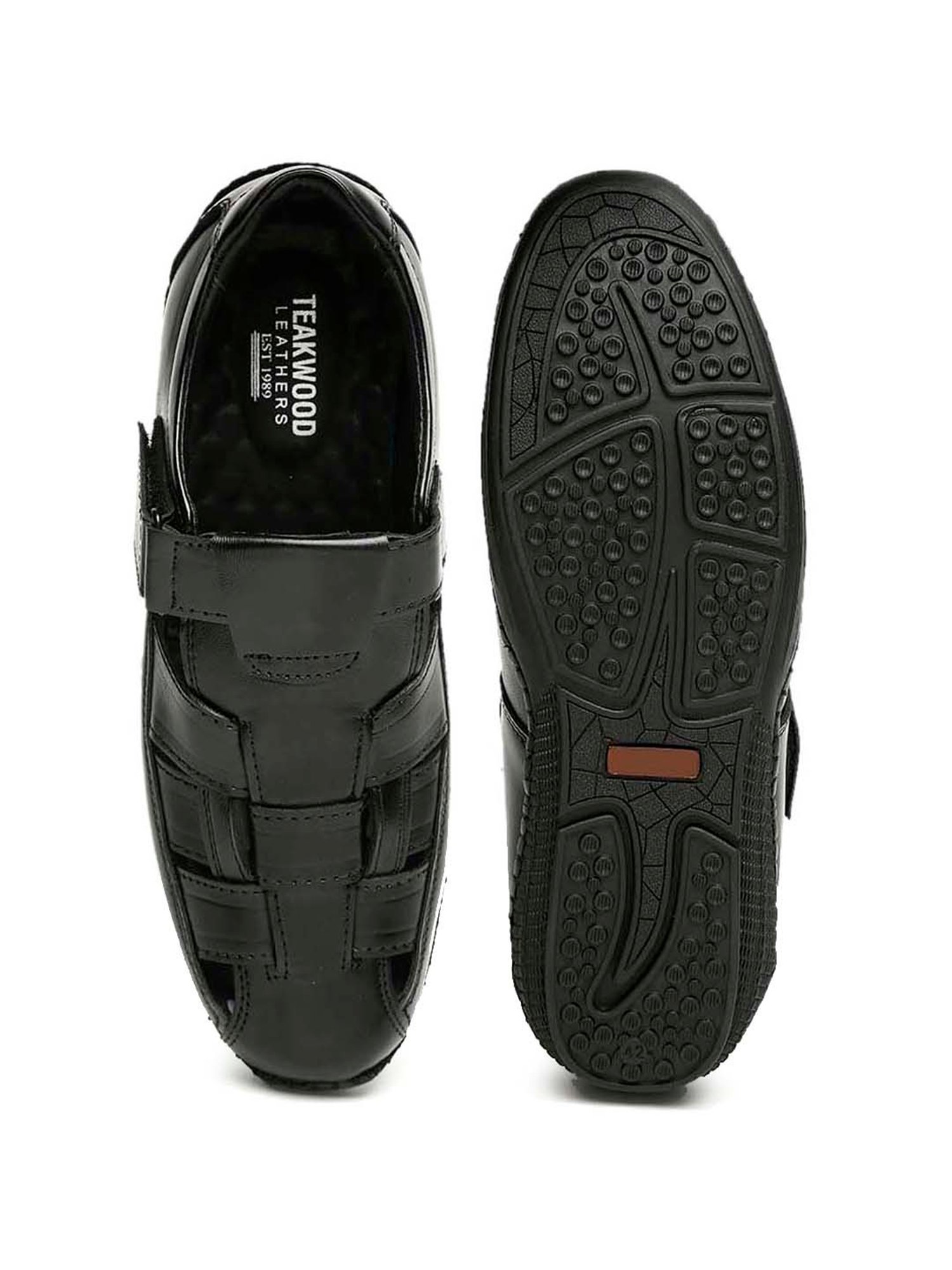 Teakwood Leathers Men's Jet Black Fisherman Sandals