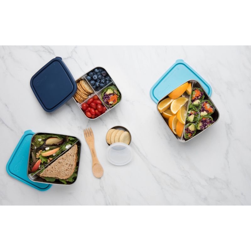 U-Konserve To-Go Stainless Steel Food-Storage Container Bento Square 50oz - Ocean Plastic Lid