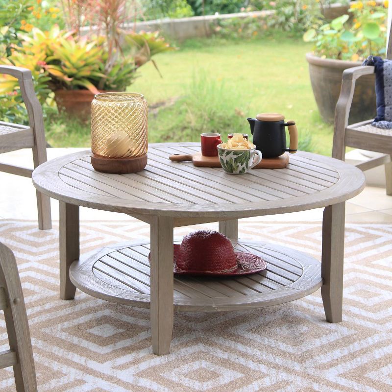 Teak Zuma Patio Coffee Table Gray - Cambridge Casual
