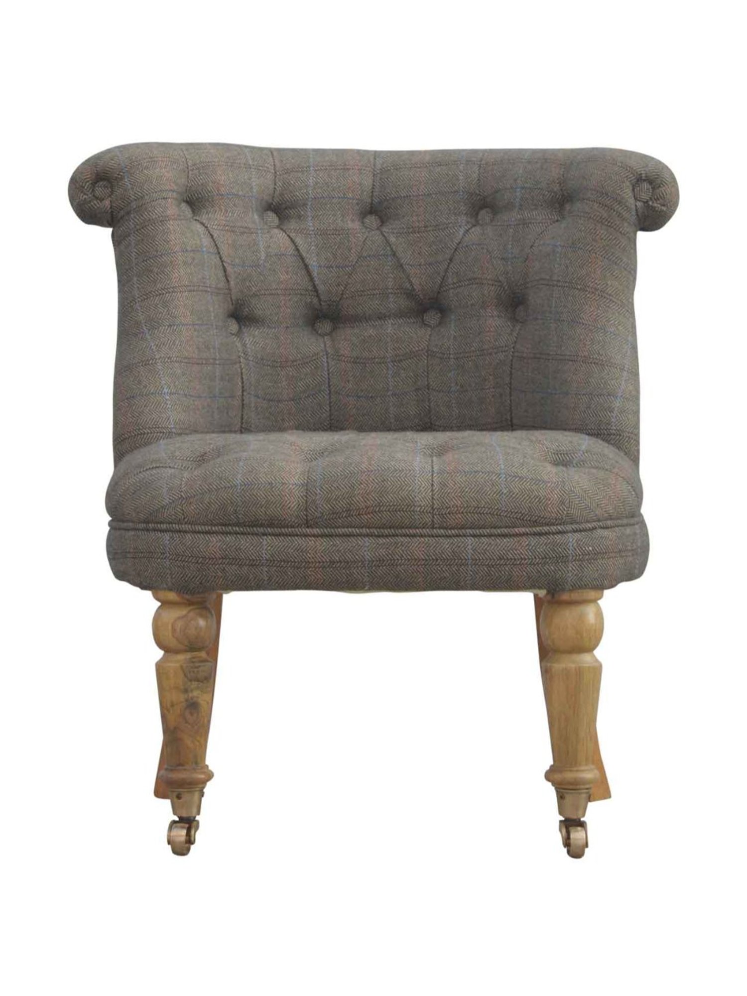Artisan Furniture Grey & Brown Wood Tweed Accent Chair